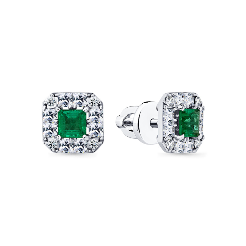 Серьги из белого золота с изумрудами 0,62 ct