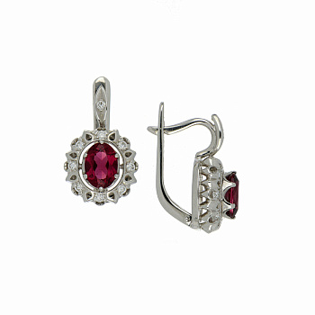 Серьги из белого золота с гранатом 2,08 ct