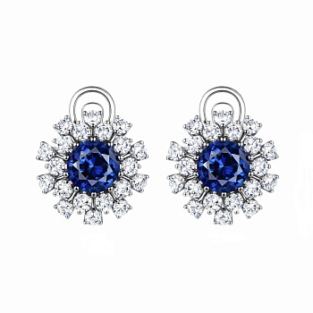 Серьги из белого золота с сапфирами 3,63 ct