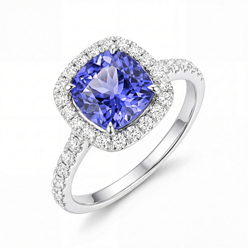 Кольцо из белого золота с танзанитом 2,2 ct
