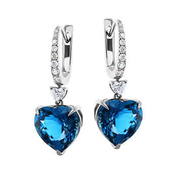 Серьги из белого золота с топазами 9,93 ct