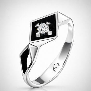 Кольцо из белого золота с бриллиантом 0,09 ct
