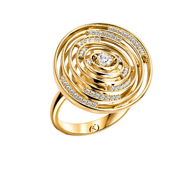 Кольцо из желтого золота с бриллиантами 0,165 ct