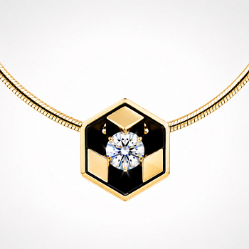 Колье из желтого золота с бриллиантом 0,16 ct