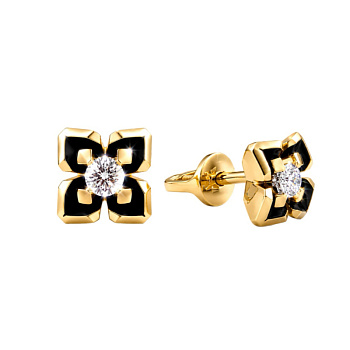 Серьги из желтого золота с бриллиантами 0,175 ct