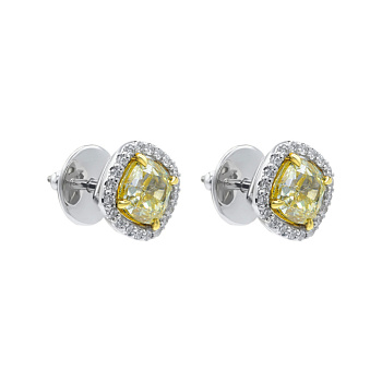 Серьги из белого золота с фантазиными бриллиантами 2,01 ct