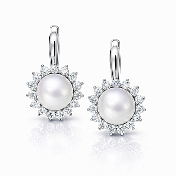 Серьги из белого золота с жемчугом 18,7 ct