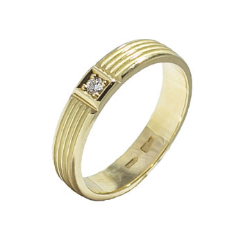 Кольцо из желтого золота с бриллиантом 0,032 ct