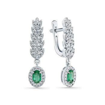Серьги из белого золота с изумрудами 0,803 ct